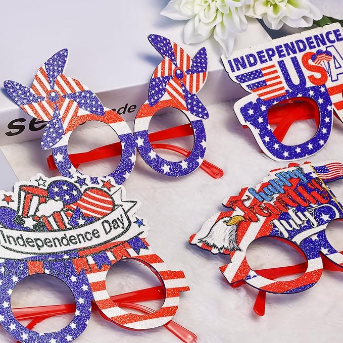 Max Fun 24 Pack American Flag Glasses – USA Patriotic Party Sunglasses for 4th of July, Independence Day, and Memorial Day – Fun Photo Booth Props and Party Favors for Kids and Adults