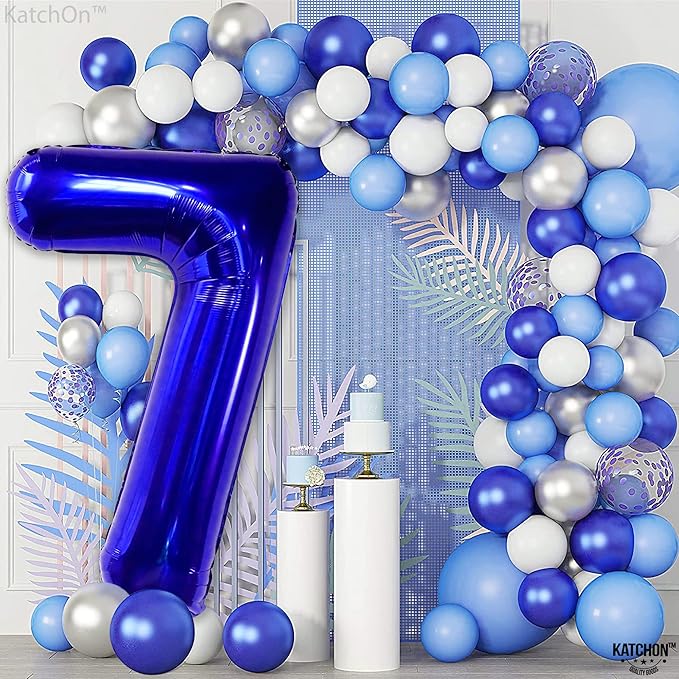 KatchOn, Giant Dark Blue Number 7 Balloon - 40 Inch | 7th Birthday Balloon for 7th Birthday Decorations | 7 Balloons for Birthday | 7 Year Old Balloons for 7 Year Decorations