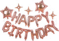 23pcs Birthday Balloons Banner, 3D Rose Gold Mylar Foil Letter Happy Birthday Banner with 5pcs Star Balloons Kits for Kids Girls Boys Men Adults Birthday Party Decorations Supplies