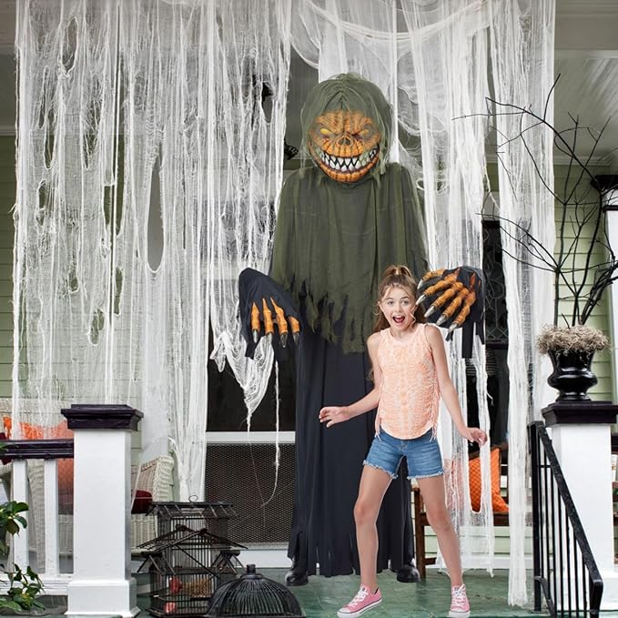 Halloween Creepy Cloth - 1 Pack White- 315x85 Inch Cotton Gauze Fabric - DIY Spooky Decor for Haunted House, Spider Web, Ghost - Indoor Outdoor Halloween Party Decorations