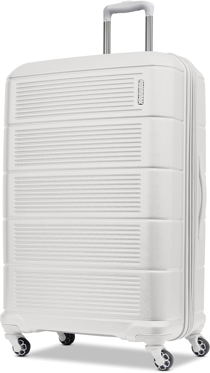 American Tourister Stratum 2.0 Expandable Hardside Luggage with Spinner Wheels, Checked-Large, White