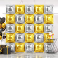 NISOCY 25PCS Metallic Silver Gold Square Foil Balloons Wall Backdrop Double Sided Chrome Gold Silver Balloons Arch Kit for Christmas New Year Anniversary Birthday Engagement Bridal Party Decorations