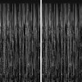 2 Pack Black Foil Fringe Curtains, 3.3ft x 6.6ft Streamer Foil Curtain, Tinsel Backdrop for Birthday Party, Christmas Decor, Wedding Engagement Baby Shower Bachelorette Party Decorations