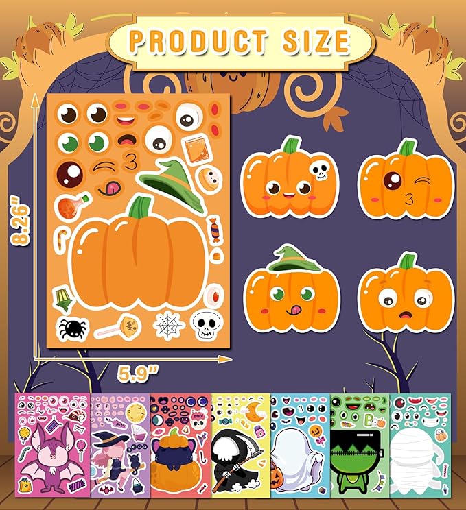 Halloween Party Favors - DIY Crafts Stickers - Halloween Decorations Gifts Activities Party Supplies(24 Sheets)