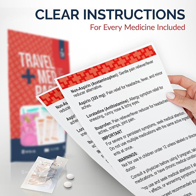 Travel Medicine Kit - 78-Piece TSA-Friendly Med Pack for Flights, Cruises & International Travel | Individually Wrapped Medication Essentials for Any Occasion