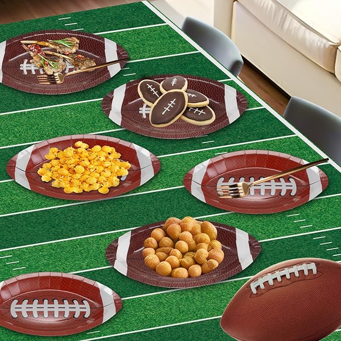 50 Pcs Football Plates - Rugby Shape Design Paper Plate, Disposable Dinner Dessert Paper Plates Tableware Set for Football Party Supplies Birthday Game day Tailgate Party Decorations Table Decor
