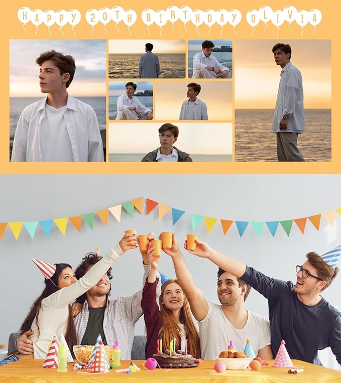 Custom Happy Birthday Banner Personalized Banners and Signs with Photo Name for Women Men Kids Party Decorations Supplies Indoor Outdoor Birthday Gifts Style 10