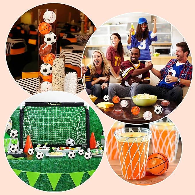 16 PCS Stress Balls Party Favor for Kids 8-12 Goodie Bag Stuffers Squeeze Toys Classroom Prizes for Kids Pinata Stuffers Boys Birthday Easter Eggs Fillers Gifts Sport Foam Bouncy Balls Bulk Small Toys