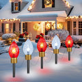 Moonflor Strawberry Jumbo C9 Christmas Pathway Lights Outdoor - 8.5FT 5 LED C9 Walkway Light, Christma Decoration Outside, Christmas Lights Outdoor for Lawn Holiday Yard, Red & Pure White
