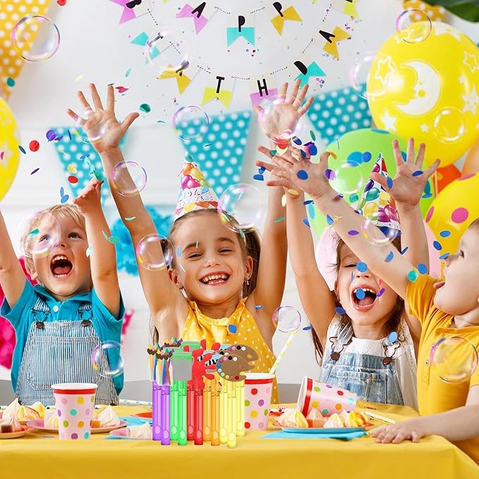 AFZMON 25 Art Painting Party Favors Bubble Wands for Kids, Sip and Paint Brushes Mini Bubbles Wand Toys, Welcome Back to School Theme Party Supplies Goodie Gift Bag Stuffers Pinata Classroom Prizes