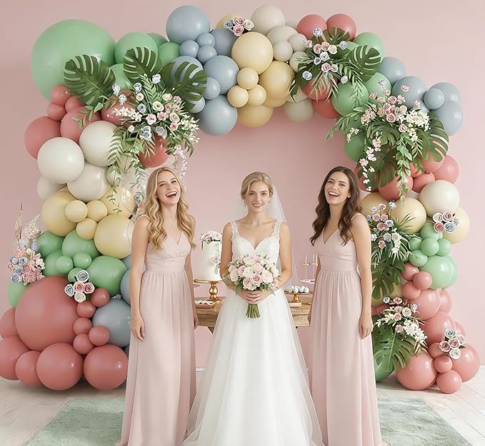 Pastel Balloon Arch Kit, Easter Balloons Garland with Dusty Pink Sage Green Ivory White Yellow Blue Balloons for Boho Baby Shower Flower Fairy Wedding Spring Birthday Easter Party Decorations