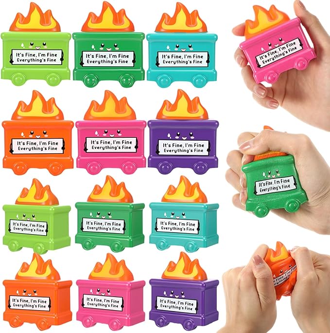 6 Pcs Dumpster Stress Balls Funny Motivational Stress Relief Balls Inspirational Emotional Relief Squeeze Fidget Toys for Adults Office Employee Coworker Staff Volunteer Teacher Team Gift