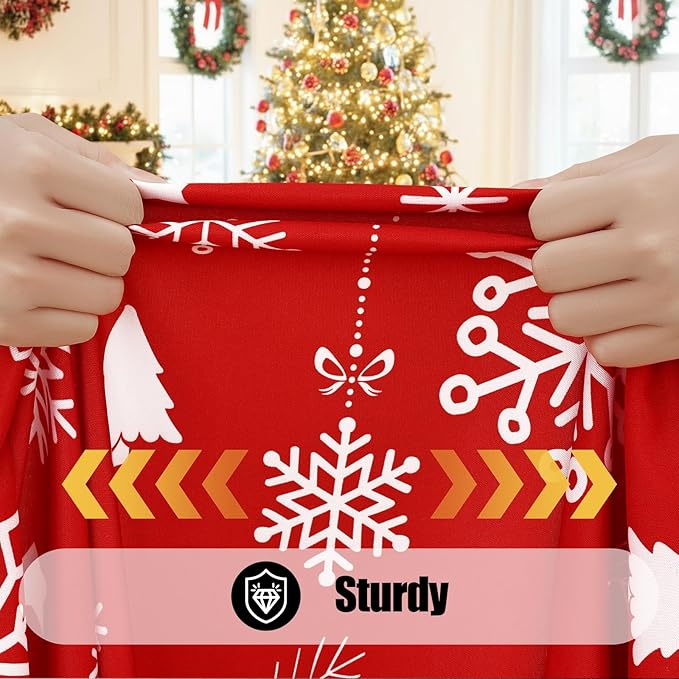 Smiry 2 Pack Rectangle Christmas Table Cloth, Waterproof Elastic Fitted Tablecloths, Washable Polyester Rectangular Patio Table Cover for Dinner (Christmas Snowflakes, 30"x48")