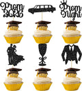 Gyufise 24Pcs Prom Cupcake Topper Prom Decorations for Party 2026 Graduation Cupcake Topper 2026 Graduation Decorations Black