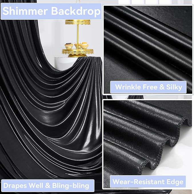 40x10 ft Wrinkle Free Black Sequin Backdrop Curtain for Parties,8 Panels 5x10ft Thick Not Fall Glitter Wedding Drapes Backdrop Photo Back Drop Cloth for Birthday Graudation Photography Background