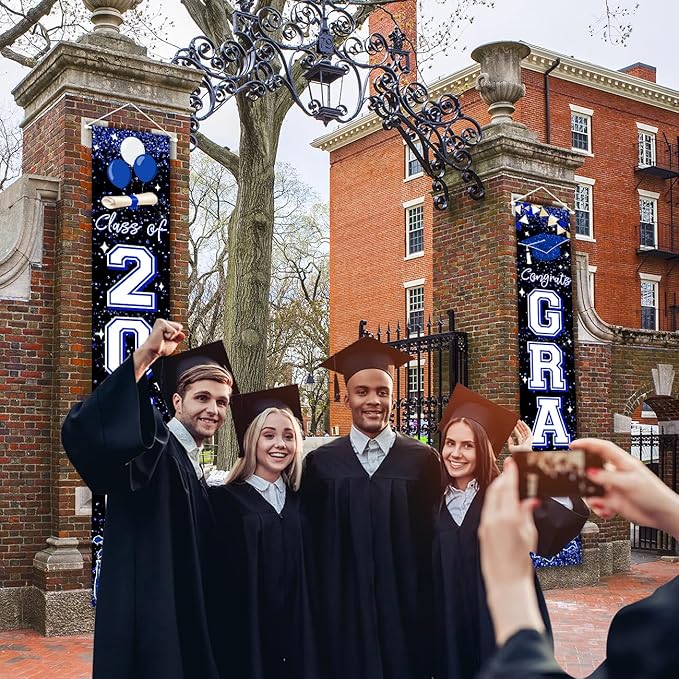 Graduation Decorations 2026 GRAD Banner Blue Door Porch Signs Welcome Banner for Outdoor Indoor Wall Graduation Decorations Class of 2026