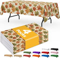 Fall Maple Plastic Table Cloth - 4 Pack 54" × 108" Rectangle Disposable Tablecloths for 6FT Tables, Table Cover for Party, Holiday & Gathering Use
