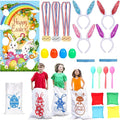 Atonofun Easter Outdoor Party Games for Kids, Potato Sack Race Jumping Bags, Bunny Ears Headbands, Egg and Spoon Race, Legged Relay Race Bands for Easter Theme Party Favor, Easter Eggs Hunt Game