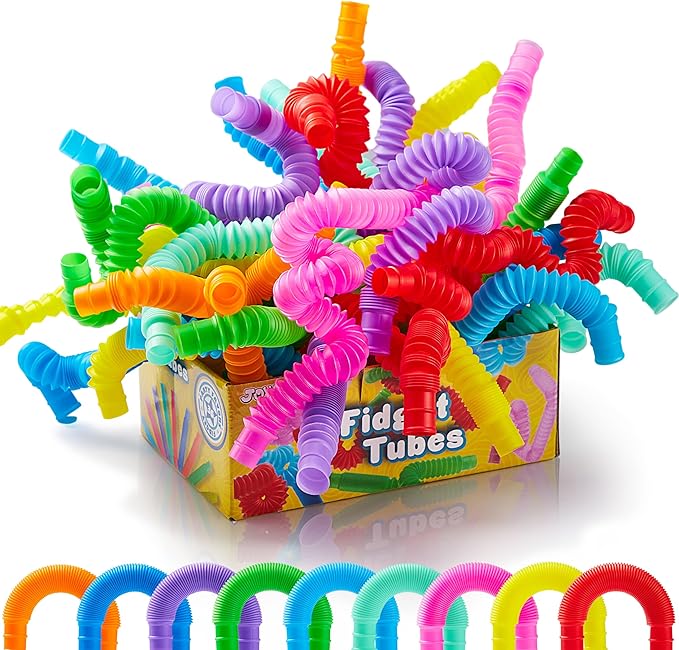 JOYIN 72 Pack Pop Tubes, Sensory Toys (Small) Fidget Toys Party Favors - 9 Colors, Creativity Learning & Fun for Toddler Kids - Perfect for Easter Goodie Bags, Classroom School Reward
