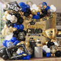 Deep Blue Black White Balloon Arch Kit 163Pcs with Gold Confetti Balloon for Orange and Black Birthday Party Decorations Graduation Party Birthday Party