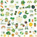 Xzentira 91pcs St. Patrick's Day Glitter Temporary Tattoos, Shamrock Face Tattoos Clover Body Stickers for Irish Party Favors, Lucky Saint Patricks Day Accessories for Parades & Holiday Decorations
