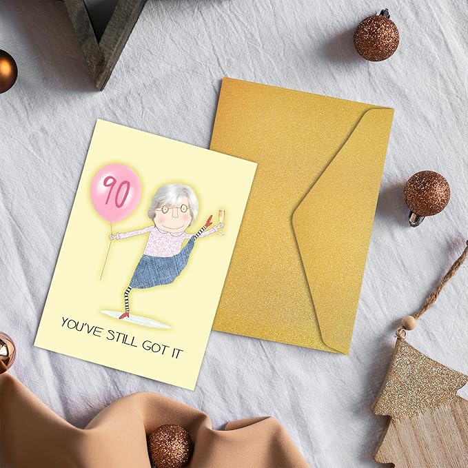 PIUST Funny 90th Birthday Card, Happy Ninetieth Birthday Greeting Card for Women, 90 Years Old Birthday Card for Her, 90 Still Got It (69)