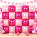 Hot Pink Square Balloons Wall, 10 PCS Magenta Foil Balloons Wall Double Sided Pink Balloon Wall Backdrop for Girls Bachelorette Birthday Bridal Shower Princess Party Decorations