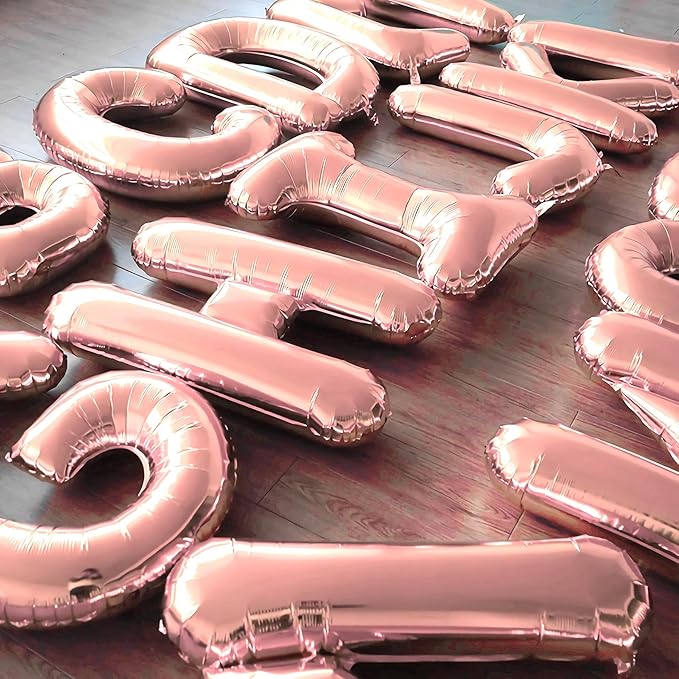 Happy Birthday Balloon Banner Custom Phrase Balloons letter 16 inch Personalized Alphabet Letters Foil Mylar Balloons (Rose gold)