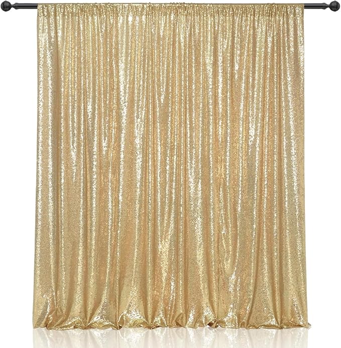 Light Gold Backdrop Photobooth Sequin 4FTx7FT Glitter Curtains for Birthday Party Wedding Wall Decoration