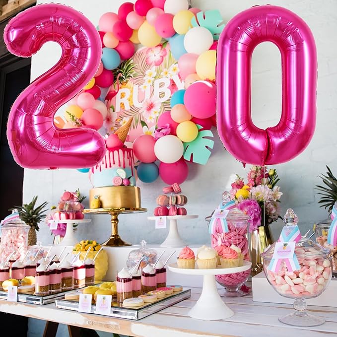 TONIFUL 40 Inch Hot Pink Large Numbers Balloon 0-9 Birthday Party Decorations,Foil Mylar Big Number 2 Balloon Digital 2 for Birthday Party,Wedding, Bridal Shower,Engagement,Graduations,Anniversary