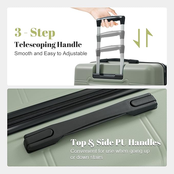 6 Pcs ABS Hardshell Luggage Set Spinner Wheel Suitcase Suitcase Light Green