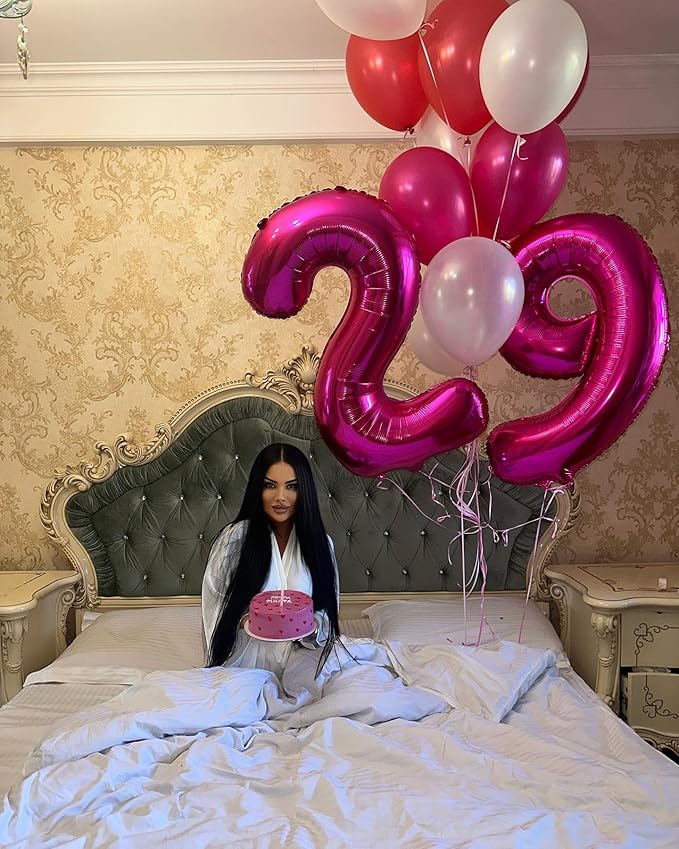 Hot Pink 9 Balloon, Number Balloons 40 Inch, 9th Giant Birthday Decorations for Girls, 19th 29th Party Decorations Supplies, Number 9 Balloon