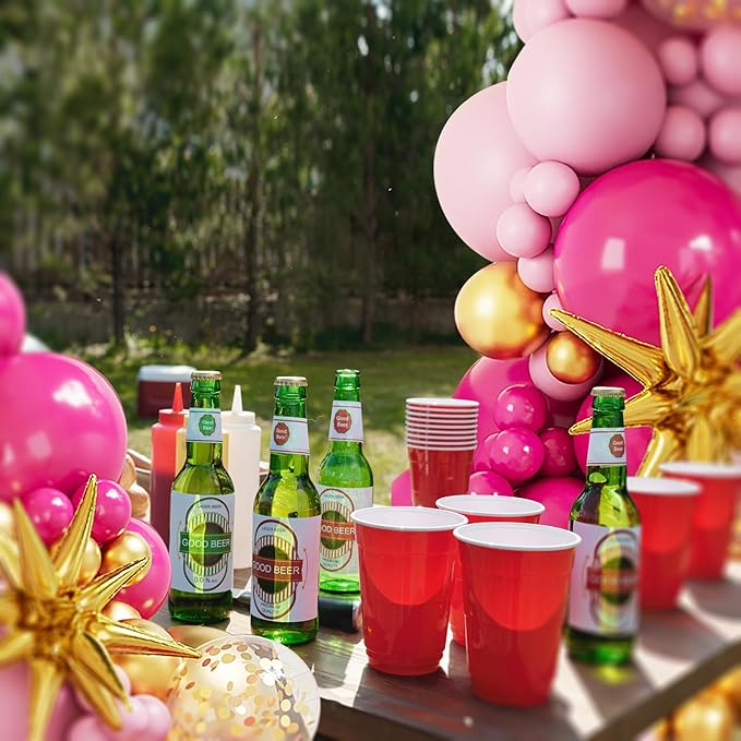 Hot Pink Balloon Garland Arch Kit,127Pcs Hot Pink Macaron Pink Gold Balloon for Graduation Baby Shower Birthday Wedding Gender Reveal Party Decorations