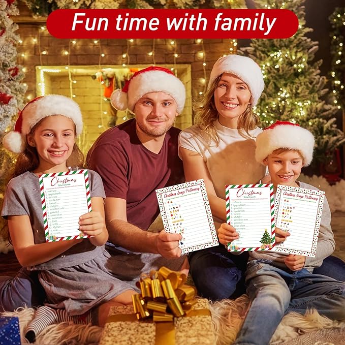 COCHIE 30 Players Christmas Party Games for Adults Family Office Large Groups, Xmas Parties Songs Pictionary Game, Guesstures Game, Word Scramble Games with Answer Key (Christmas Tree)