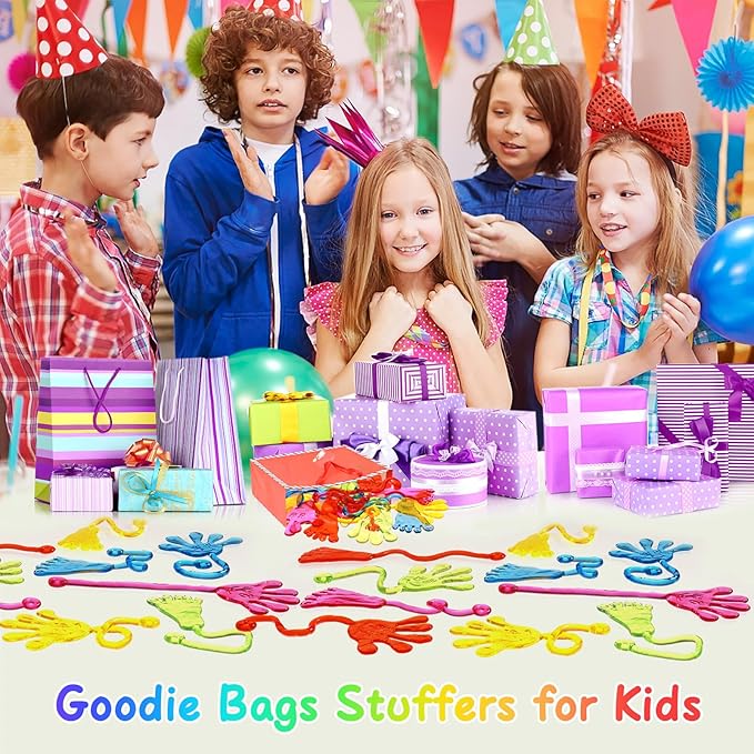 Sticky Hands Bulk 120 PCS Party Favors for Kids 4-8,8-12 Year Stretchy Sticky Hand Feet Goodie Bags Stuffers for Kids Treasure Box Toys for Classroom Small Mini Prizes Trinkets Pinata Stuff