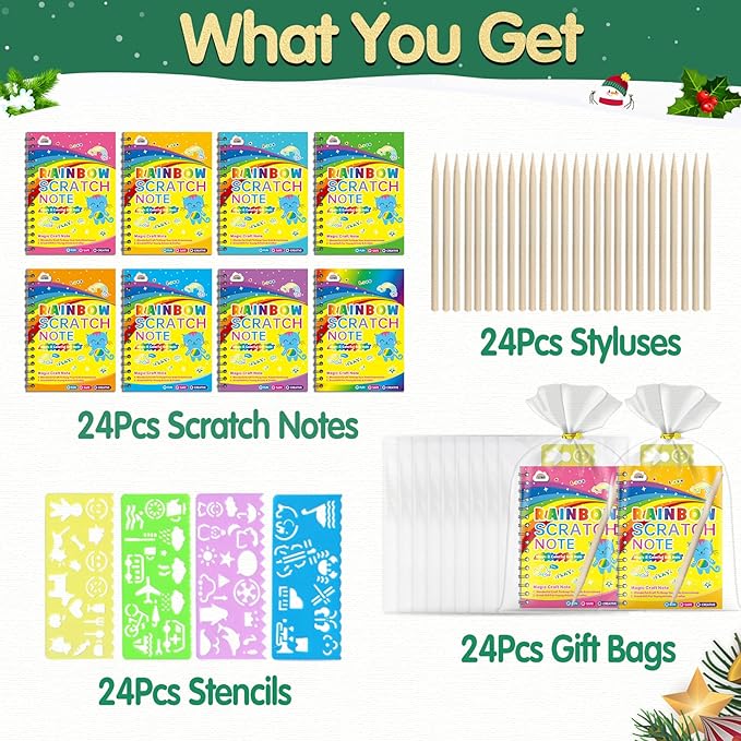 ZMLM 36 Pack Scratch Art Party Favors: Birthday Party Favors for Kids 4-8, Bulk Rainbow Scratch Notebook Paper Pads, Goodie Bags Stuffers Girls Boys Classroom Gifts Crafts Toys Easter Basket Stuffers