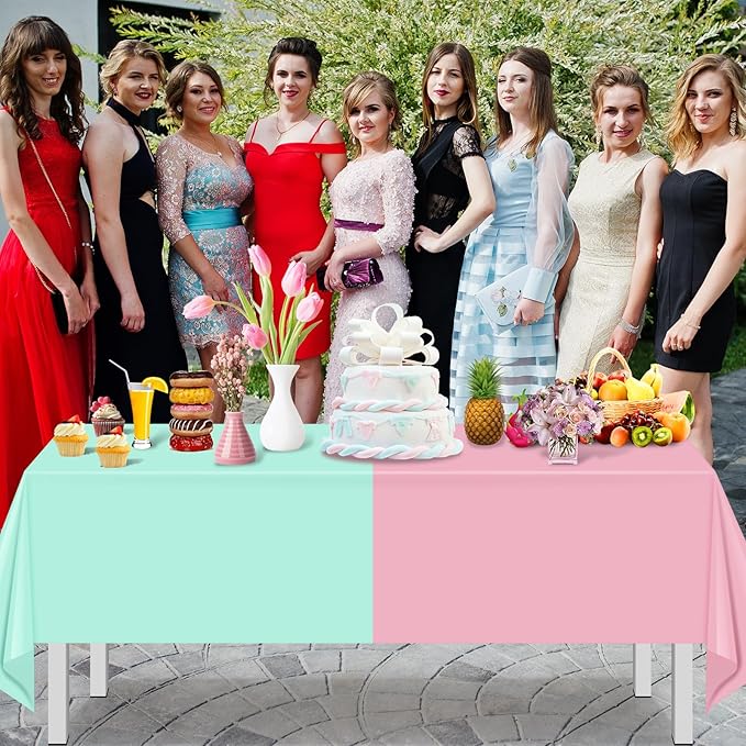 12Pack Pastel Color Tablecloths,Plastic Mix Color Tablecloth Disposable Rectangle Table Covers for Baby Shower, Wedding, Birthday Party, Easter and Ice Cream Party Decoration,6 Color, 54 x 108 Inch