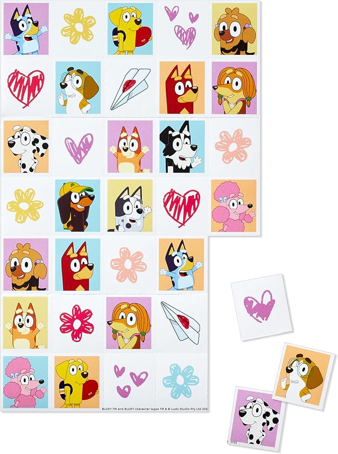 Hallmark Bluey Valentines Day Cards for Kids with Pop Up Mailbox for Classroom Exchange (1 Box, 32 Cards, 35 Stickers, 1 Teacher Card)