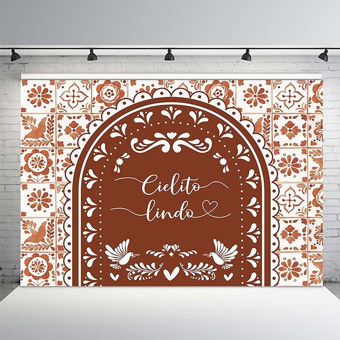 MEHOFOND 8x6ft Cielito Lindo Baby Shower Backdrop Brown Arch Cielito Lindo Baby Shower Party Decorations Banner Mexican Wedding Birthday Fiesta Party Decor Photography Background Supplies