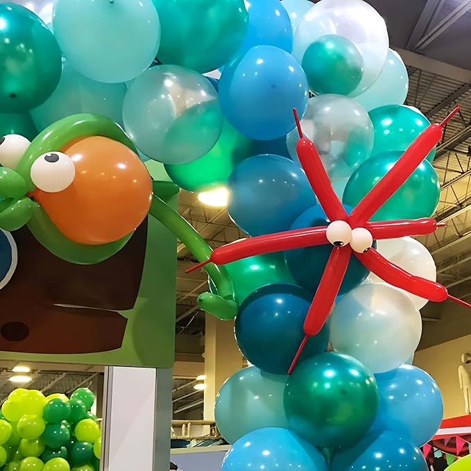 202 PCS Under the Sea Party Decorations Balloons Arch, Teal Blue Balloon Arch Garland Kit, DIY Octopus Clear Balloons Ocean Birthday Party Themed Decoration for Marine Shark Baby Shower Decor