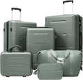 6 Pcs ABS Hardshell Luggage Set Spinner Wheel Suitcase Suitcase Army Green