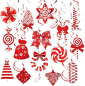 36Pcs Christmas Peppermint Candy Hanging Swirls, Red and White Christmas Ceiling Hanging Swirls Streamers for Winter Xmas Party Decorations