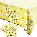 Tatuo 3 Packs Bee Plastic Tablecloths - 54 x 108 Inches Sweet as Can Bee Decorative Table Cover Honey Party Tablecloth Set for Birthday Baby Shower Gender Reveal Party Decorations