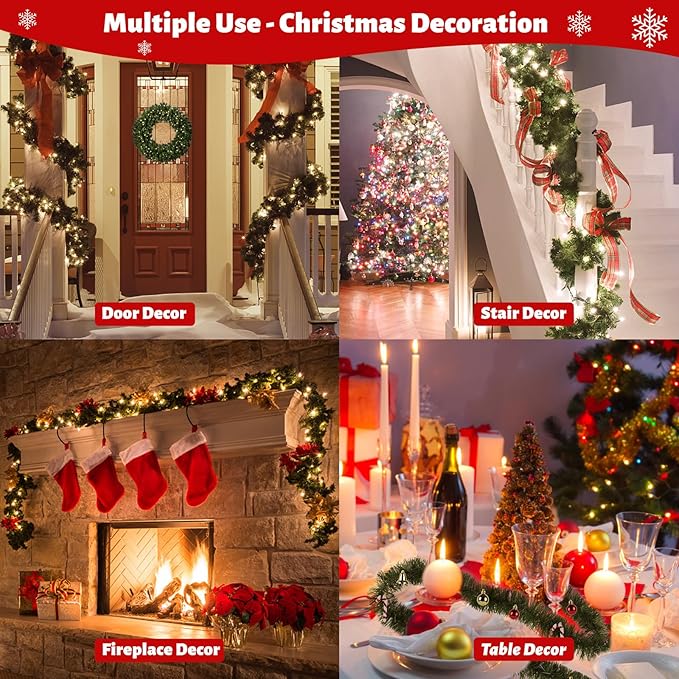 3 Pack 150FT Christmas Garland for Christmas Decoration, Non-Lit Soft Greenery Holiday Decor for Outdoor Indoor Artificial Christmas Twist Garland Home Artificial Greenery Wedding Party Decoration