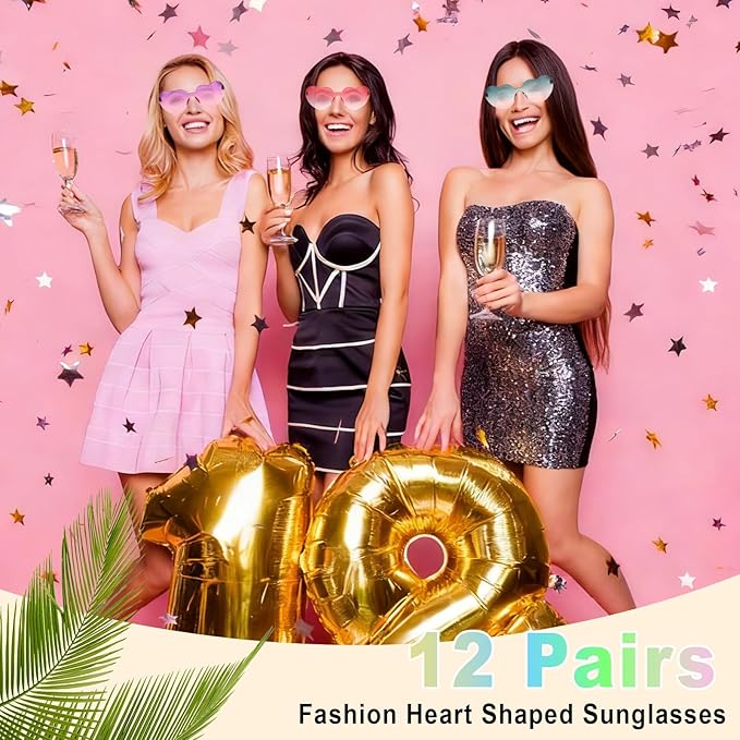Heart Sunglasses 12/18/24 Pcs Heart Shaped Glasses for Women Cute Funny Party Glasses Party Favors Accessories