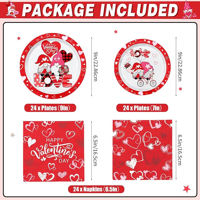 Happy Valentines Plates and Napkins: 121pcs Happy Valentines Party Decorations with Valentines Day Plates and Napkins Sets Happy Vablentine's Day Banner for Room Home Decor