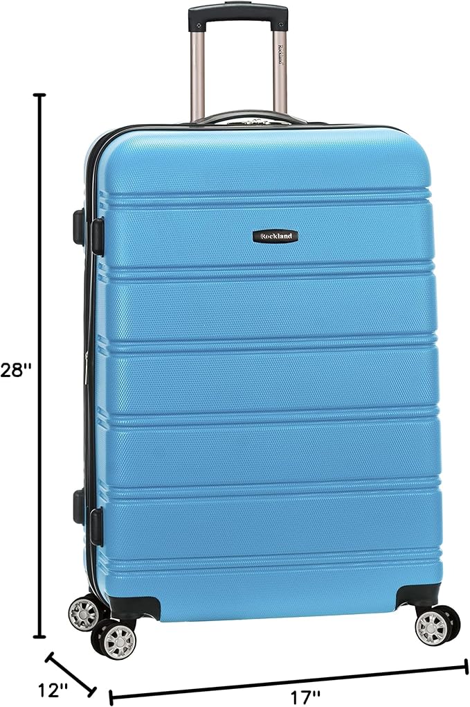 Rockland Melbourne Hardside Expandable Spinner Wheel Luggage, Checked Large 28", Turquoise