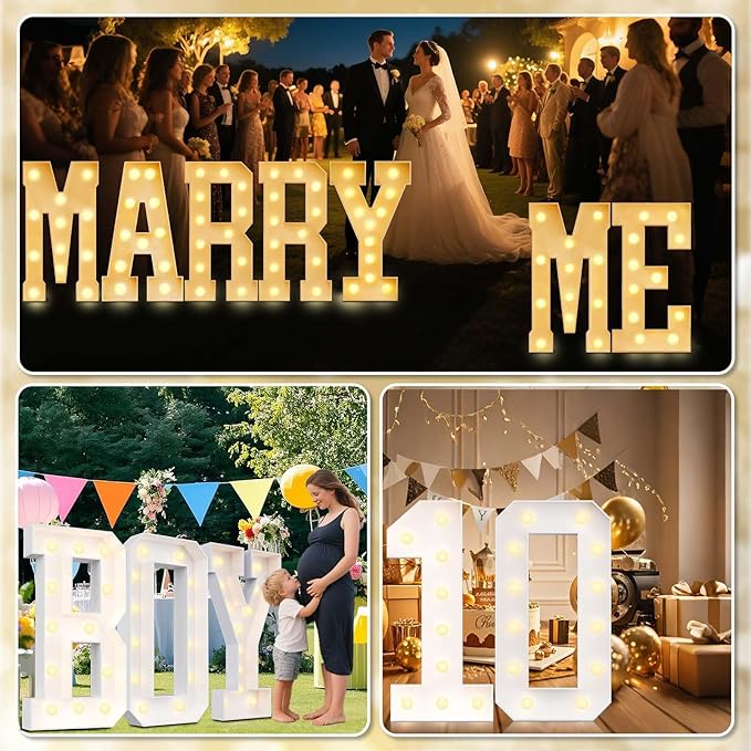 Ledido 4FT Marquee Light Up Letters M, Easy to Assemble Marquee Letters 4 Feet Tall for Indoor & Outdoor Events, Large Lighted Letter for Birthday Graduation Baby Shower Anniversary Party Decorations