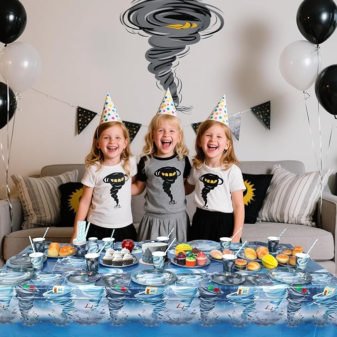 KEFAN Tornado Birthday Party Decorations, Tornado Theme Party Tableware Supplies including Plates, Cups, Napkins, Tablecloth (20)