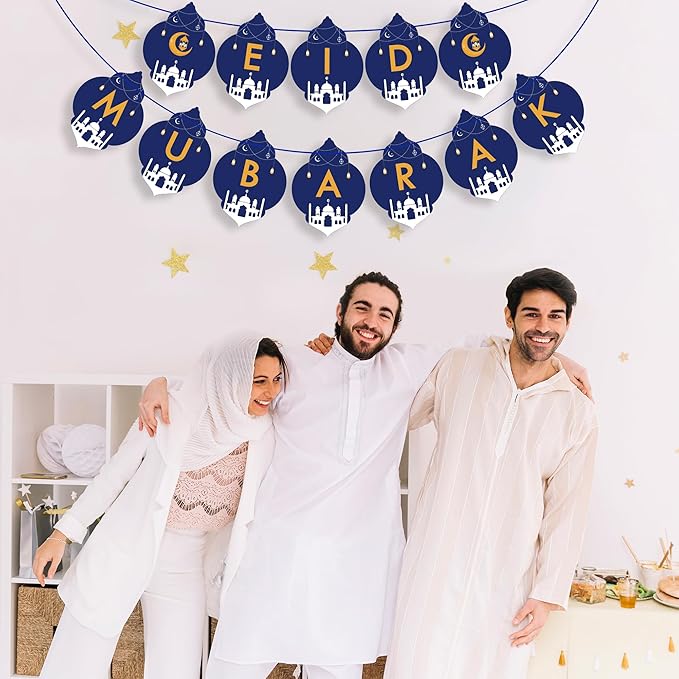 OHOME Eid Mubarak Decorations - Eid Banner & Decor Backdrop for Home & Outdoor 2024